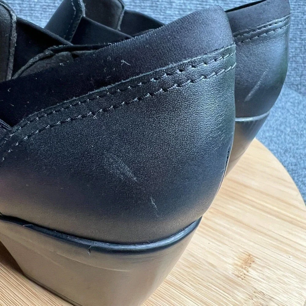 Clarks Emily Amelia Slip On Pumps Womens 10 Black Leather Stretch Comfort Shoes